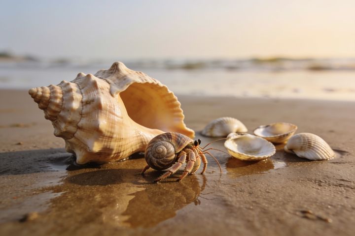 Hermit Crab. An AI-created illustration for chapter 021, A Shell Your Size.