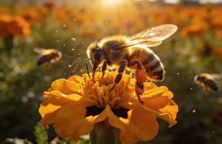 Honeybee. An AI-created illustration for chapter 080, Take Without Harm.